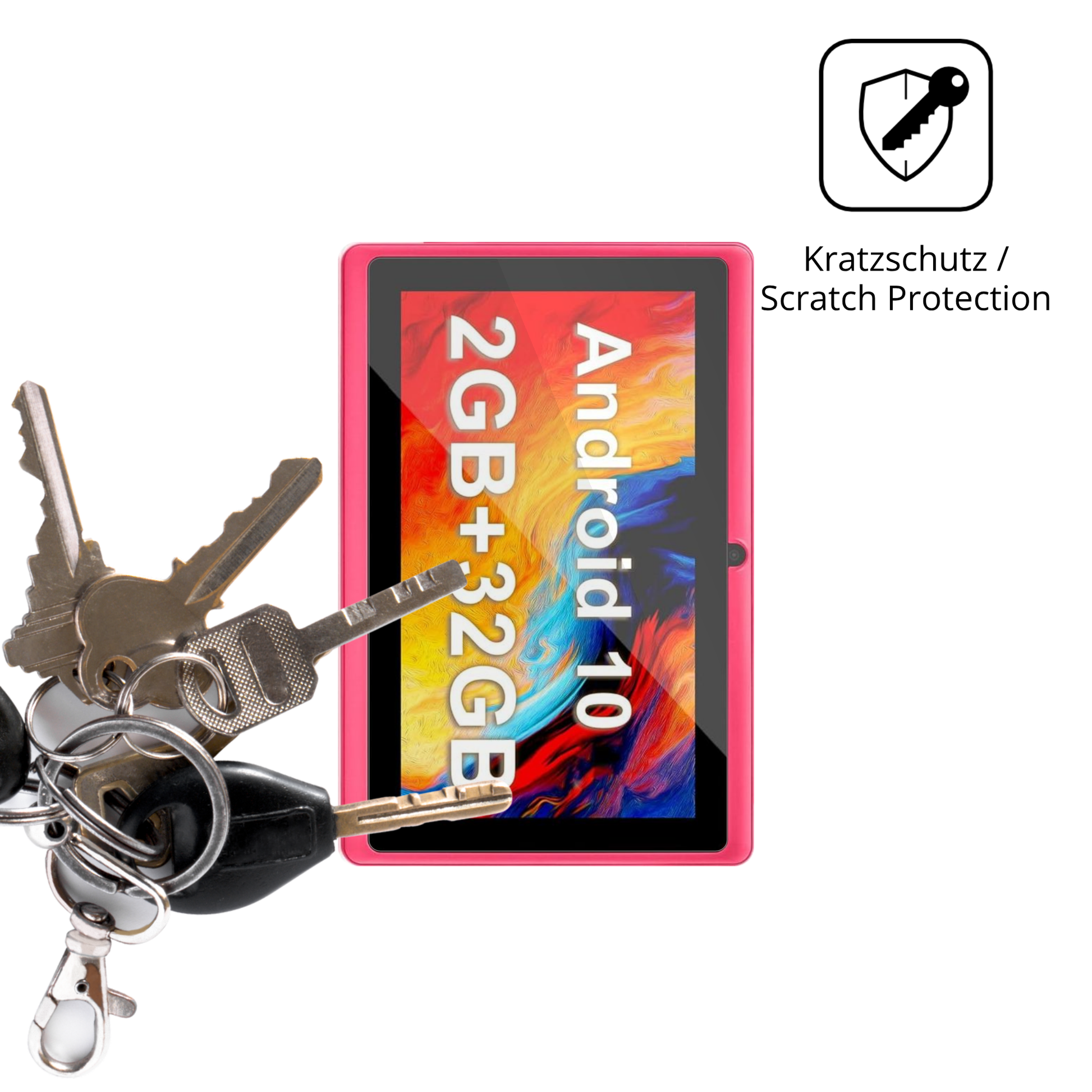 Schutz gegen Kratzer auf dem Haehne 7 Zoll Tablet Glas durch Schlüssel oder Ähnliches