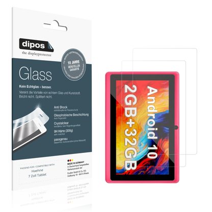 Klare Displayschutzfolie von dipos passend für Haehne 7 Zoll Tablet, 9H kratzfest und blasenfrei montiert