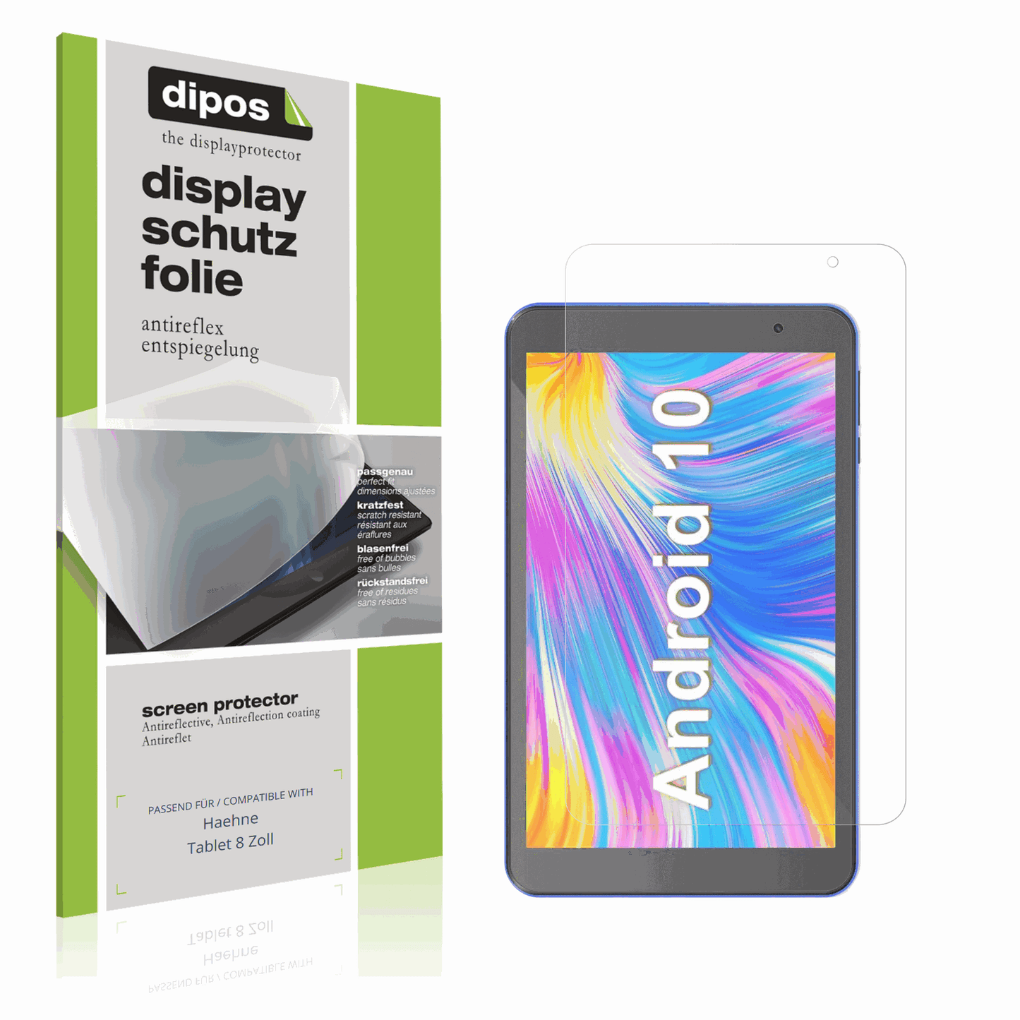 Matte Displayschutzfolie von dipos passend für Haehne Tablet 8 Zoll, präziser Zuschnitt und blasenfrei montiert