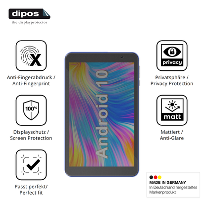 Privatsphäre-Schutz durch Sichtschutz-Folie passend zugeschnitten für Haehne Tablet 8 Zoll