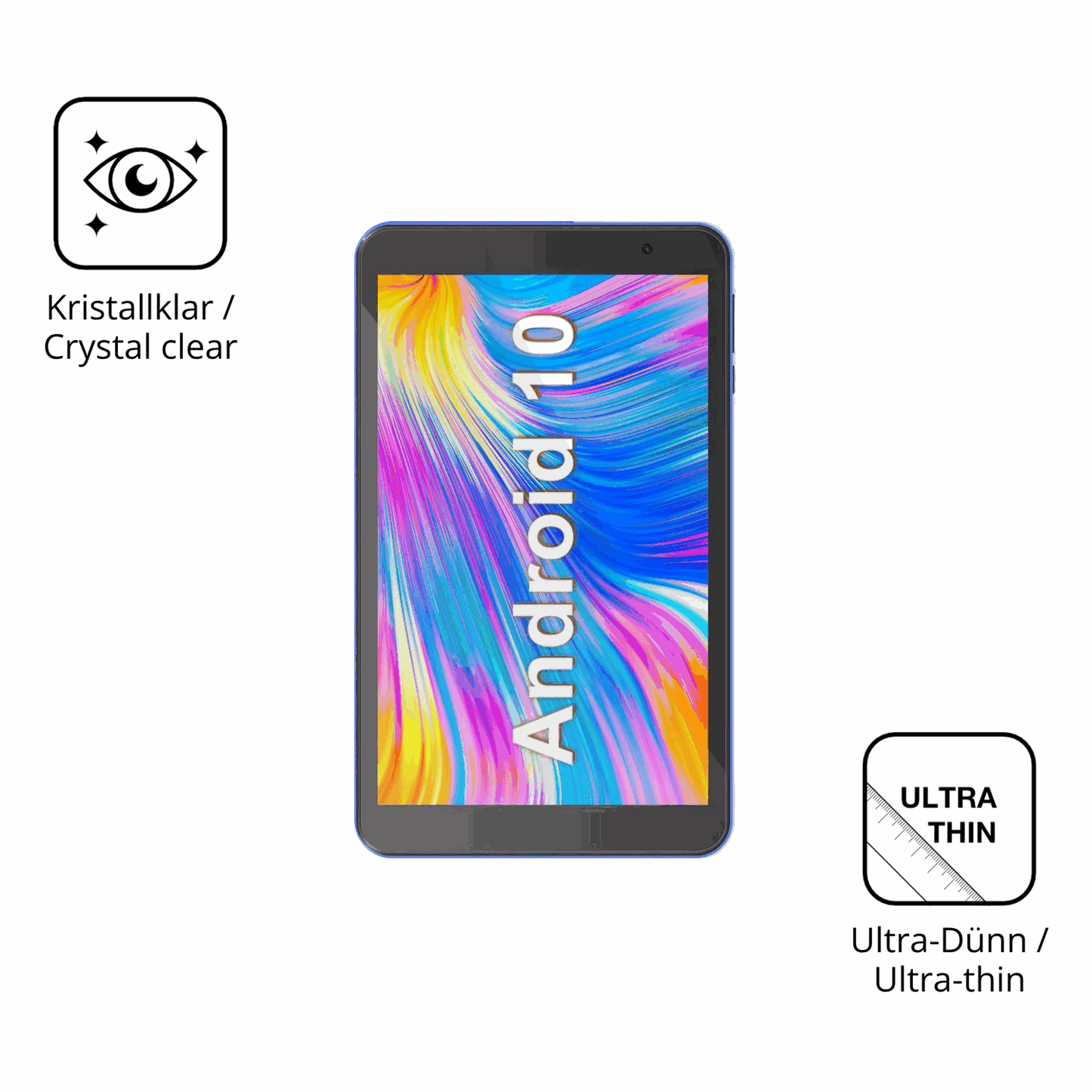 Dünne und klare Folie passend zugeschnitten für Haehne Tablet 8 Zoll