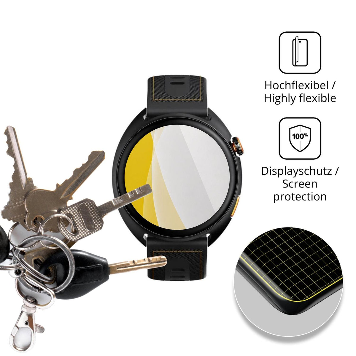 dipos Displayschutz für Hammer Watch Ventus Pro, transparente Oberfläche, geringe Dicke und perfekte Passform