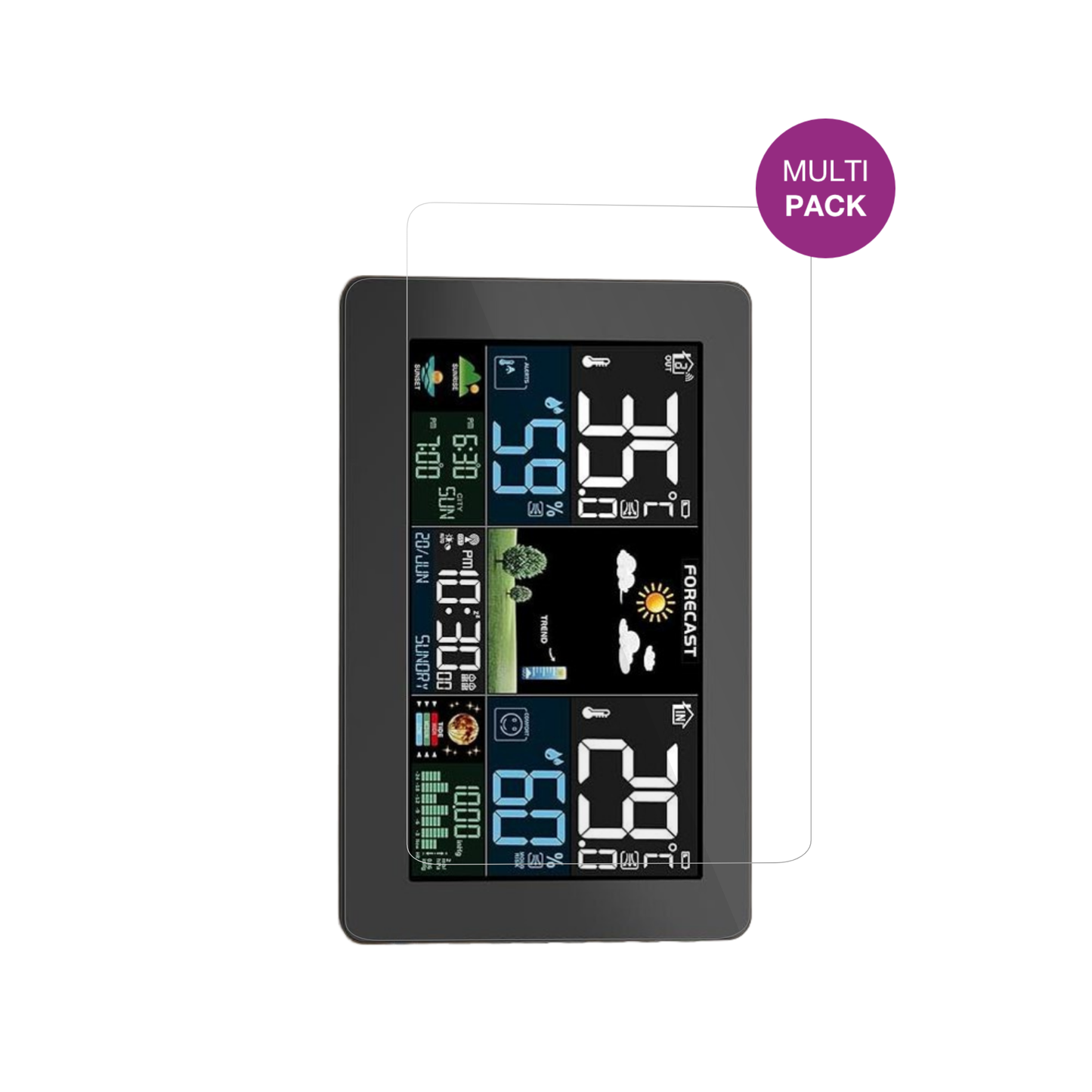 HAOYAOWetterstation mit aufgebrachter dipos Displayschutzfolie, glasklare Darstellung ohne Einschränkungen