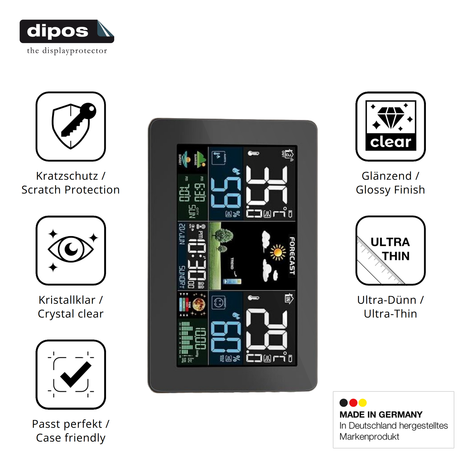 Displayschutz hergestellt in Deutschland, höchste Qualität made in Germany
