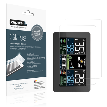 Klare Displayschutzfolie von dipos passend für HAOYAO Wetterstation, 9H kratzfest und blasenfrei montiert