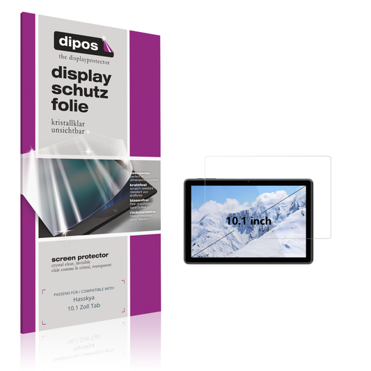 Klare Displayschutzfolie von dipos passend für hasskya10.1 zoll tab, präziser Zuschnitt und blasenfrei montiert