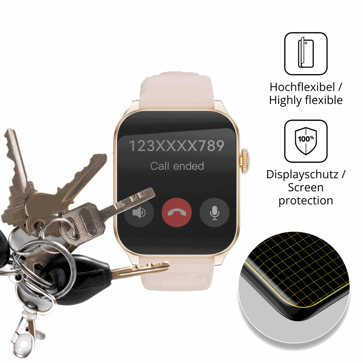 dipos Displayschutz für Haulvean Smartwatch 1.91 Zoll 2025, mit Blickschutzfilter und perfekter Passform auch für die Rundungen