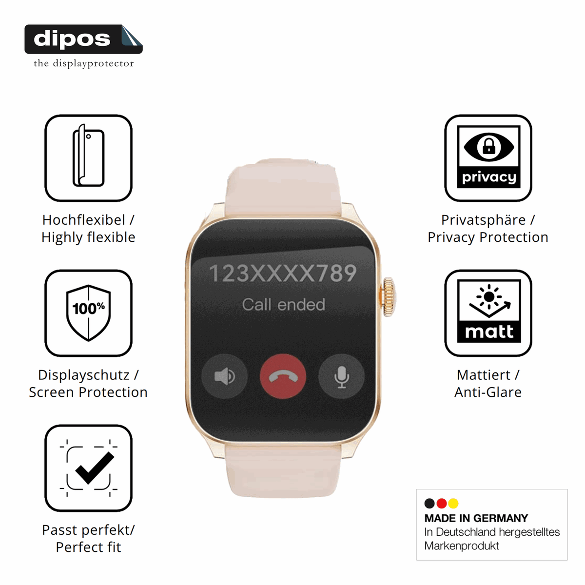 Flexible TPU-Folie passend zugeschnitten für Haulvean Smartwatch 1.91 Zoll 2025, mit Privatsphäre-Schutz durch Sichtschutz-Folie