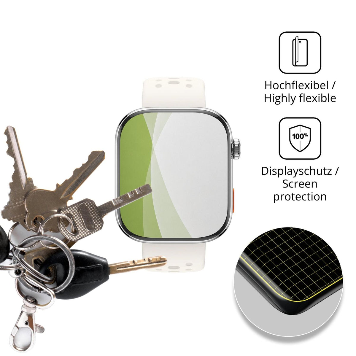 dipos Displayschutz für Haylou Watch Hyper, transparente Oberfläche, perfekte Passform auch für die Rundungen