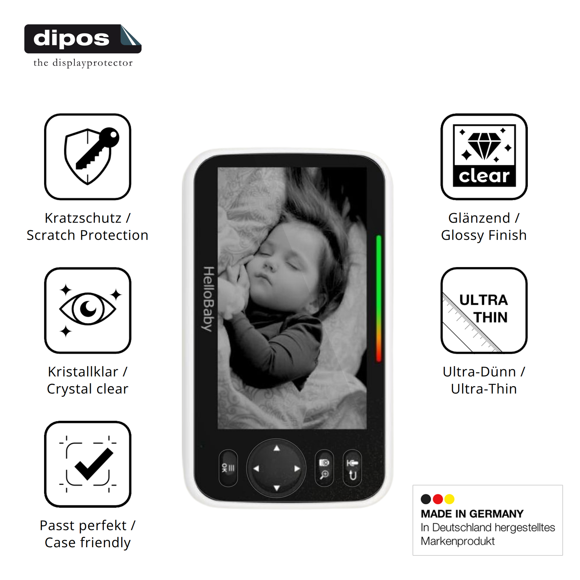 Displayschutz hergestellt in Deutschland, höchste Qualität made in Germany