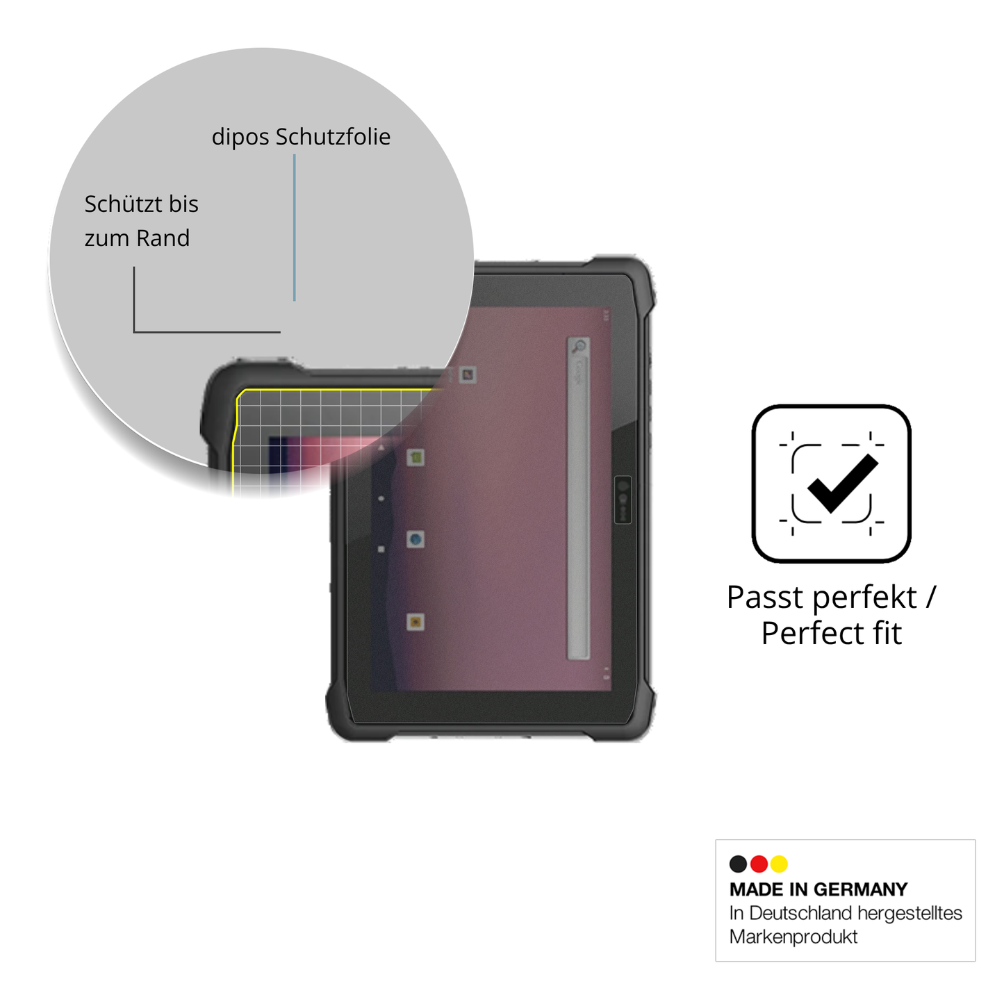 Blickschutzfolie für Hermatec SolidTab G99 10 Zoll matt Schutzfolie Privacy