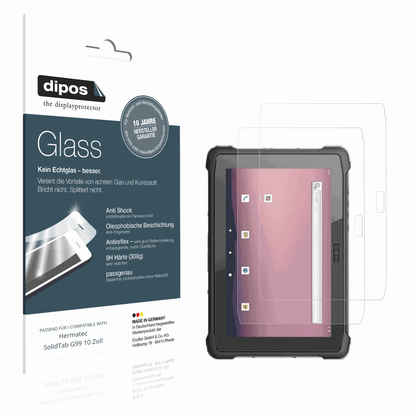 Matte Displayschutzfolie von dipos passend für hermatecsolidtab g99 10 zoll, 9H kratzfest und blasenfrei montiert