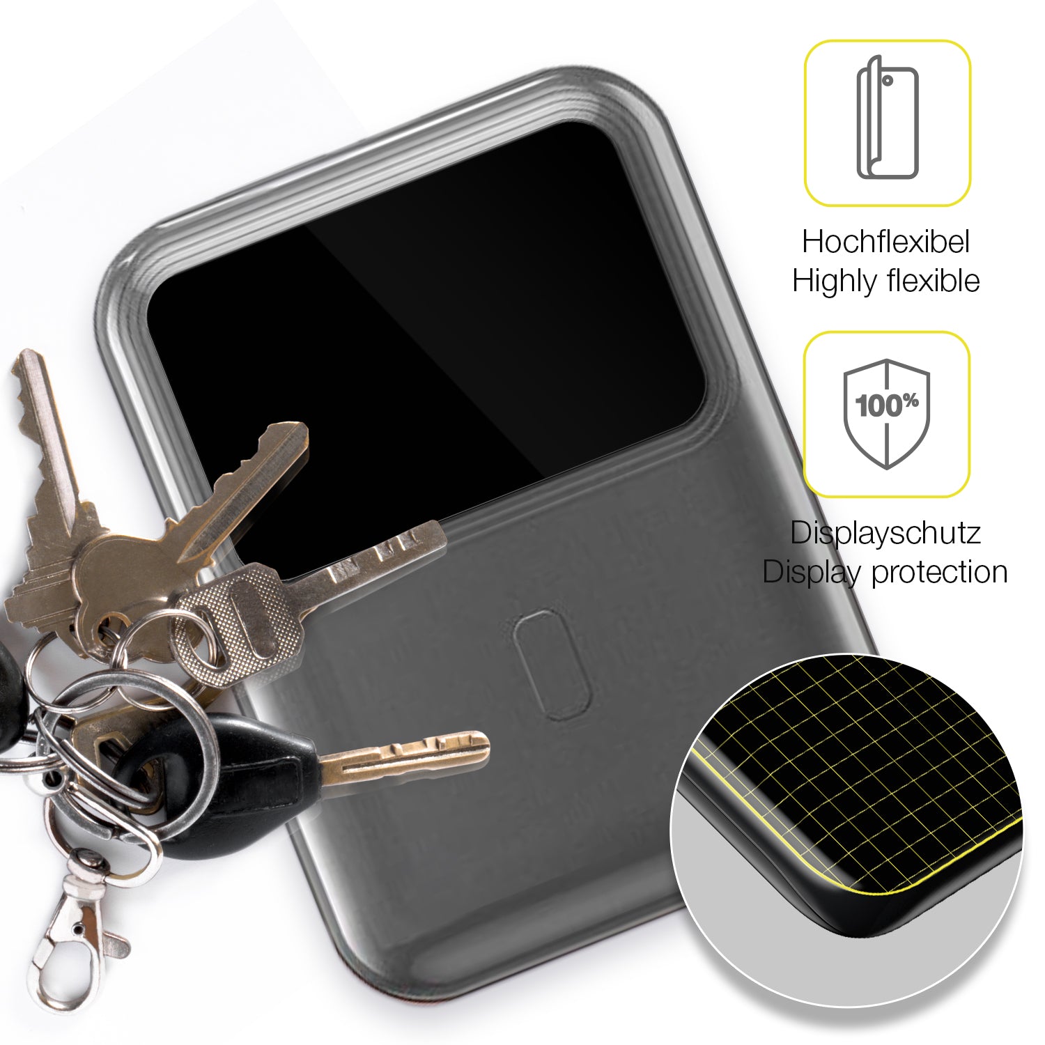 dipos Displayschutz für hganus PowerBank H5, transparente Oberfläche, geringe Dicke und perfekte Passform
