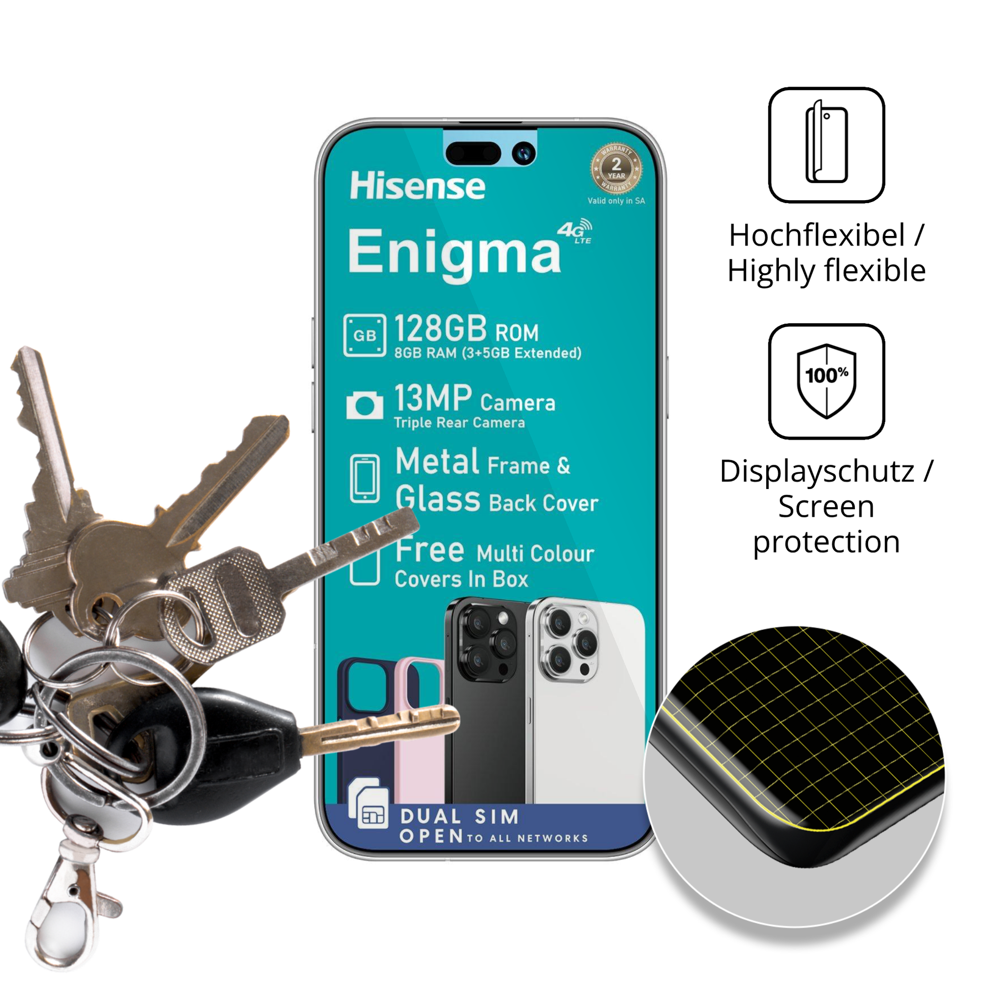 dipos Displayschutz für Hisense Enigma, transparente Oberfläche, geringe Dicke und perfekte Passform