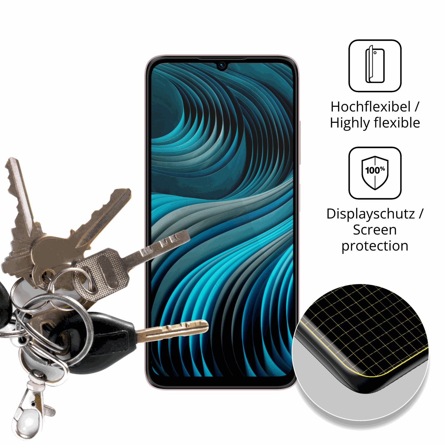 dipos Displayschutz für HMD Vibe2 5G, transparente Oberfläche, geringe Dicke und perfekte Passform