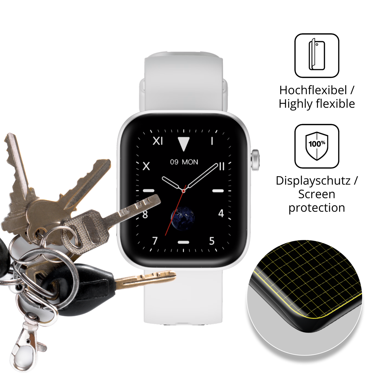 dipos Displayschutz f�r HMD Watch P1, transparente Oberfl�che, geringe Dicke und perfekte Passform