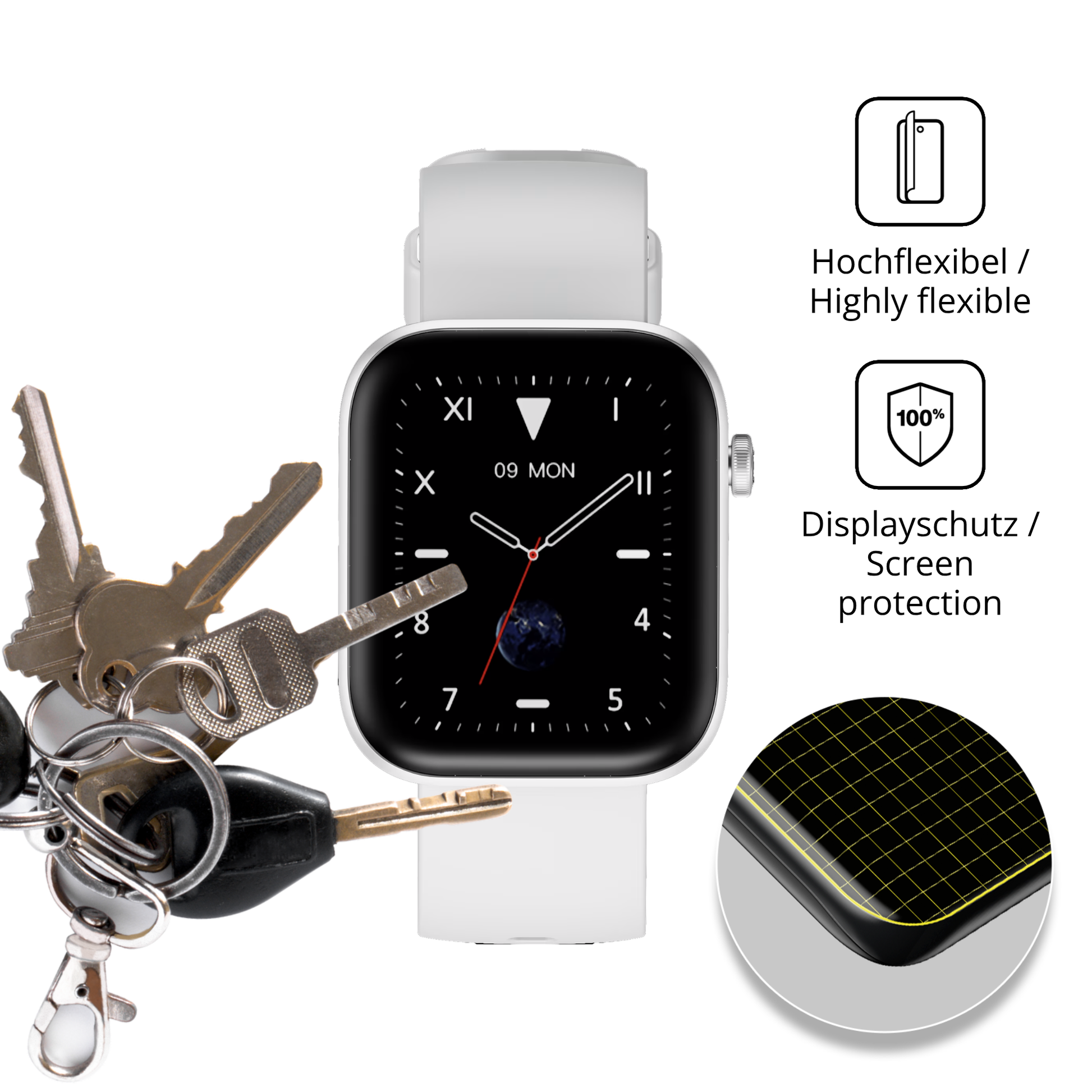 dipos Displayschutz f�r HMD Watch P1, transparente Oberfl�che, geringe Dicke und perfekte Passform