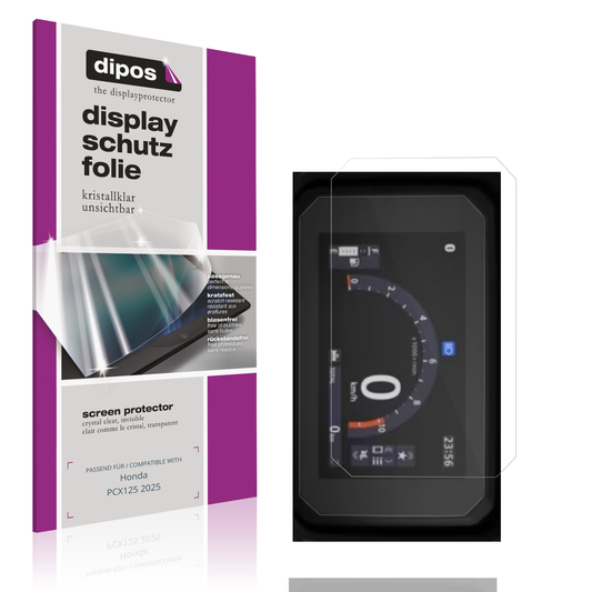 Klare Displayschutzfolie von dipos passend für hondapcx125 2025, präziser Zuschnitt und blasenfrei montiert