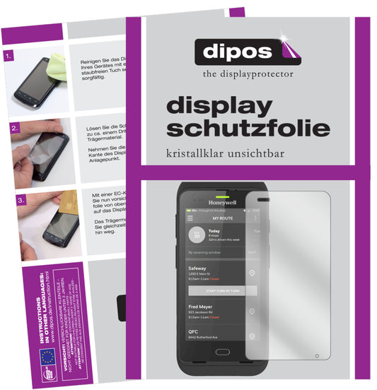 Klare Displayschutzfolie von dipos passend für Honeywell CT40, präziser Zuschnitt und blasenfrei montiert