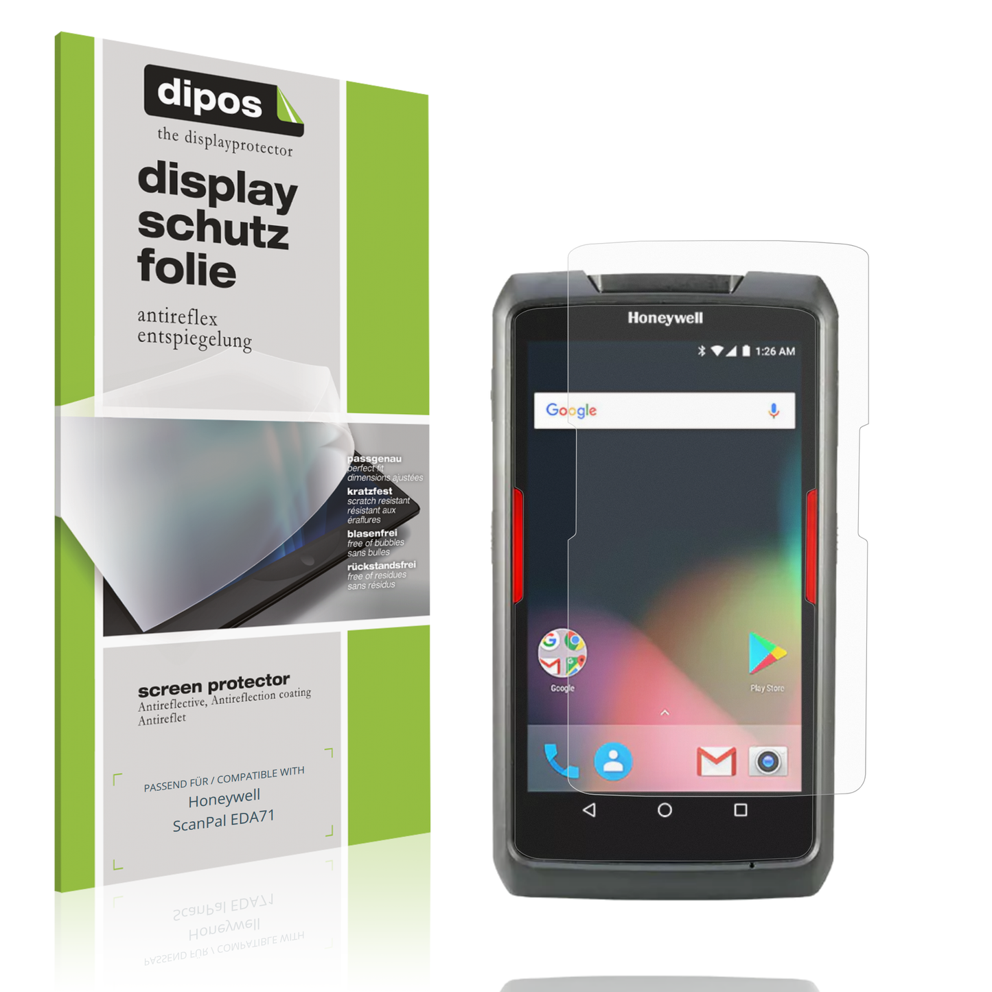 Matte Displayschutzfolie von dipos passend für Honeywell ScanPal EDA71, präziser Zuschnitt und blasenfrei montiert