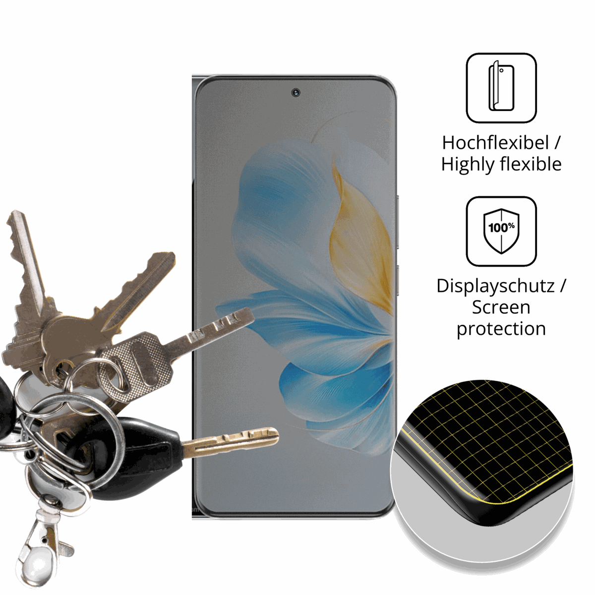 dipos Displayschutz für Honor 100, mit Blickschutzfilter und perfekter Passform auch für die Rundungen
