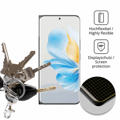 dipos Displayschutz für Honor 100, transparente Oberfläche, perfekte Passform auch für die Rundungen