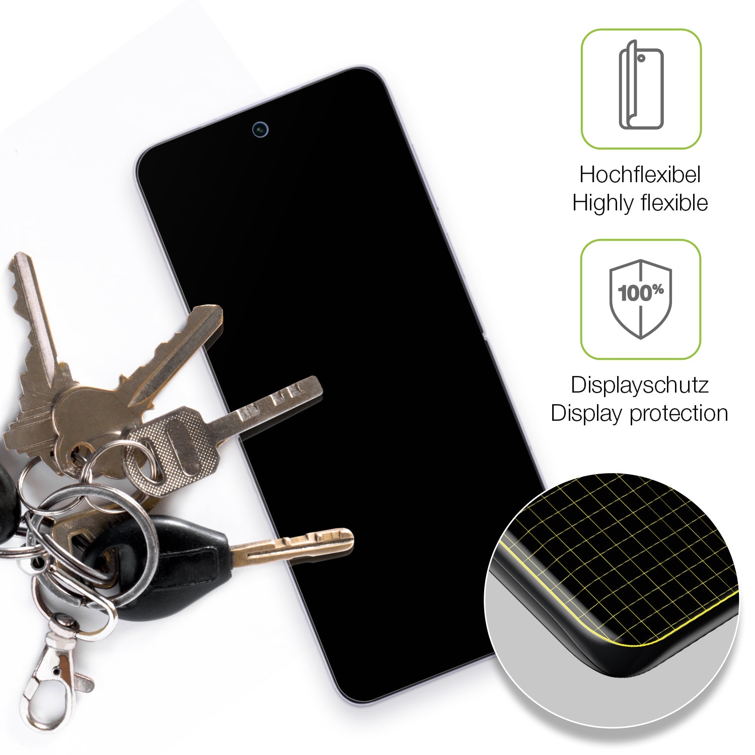 dipos Displayschutz für Honor Magic V Flip2 Innenseite, transparente Oberfläche, perfekte Passform auch für die Rundungen