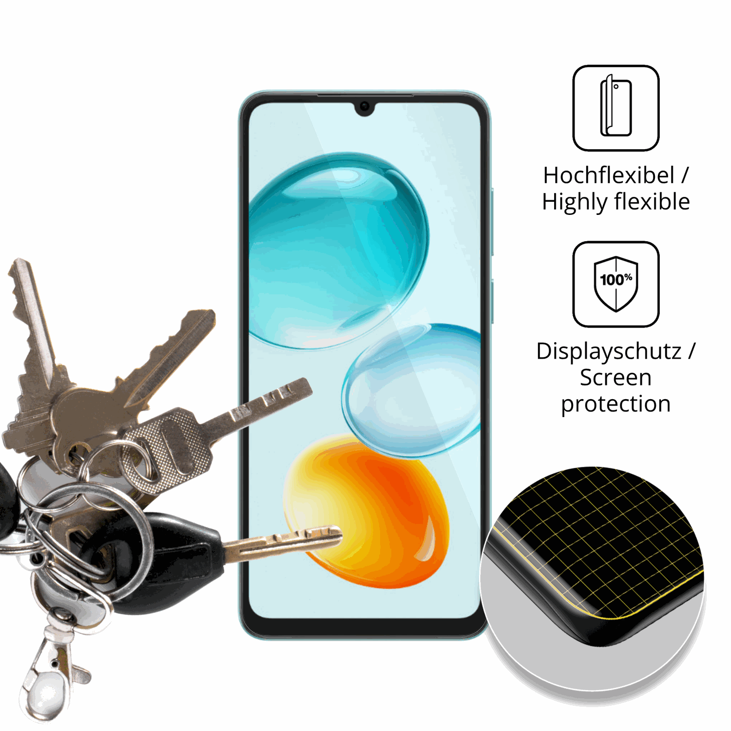 dipos Displayschutz für Honor Play 11C, transparente Oberfläche, geringe Dicke und perfekte Passform
