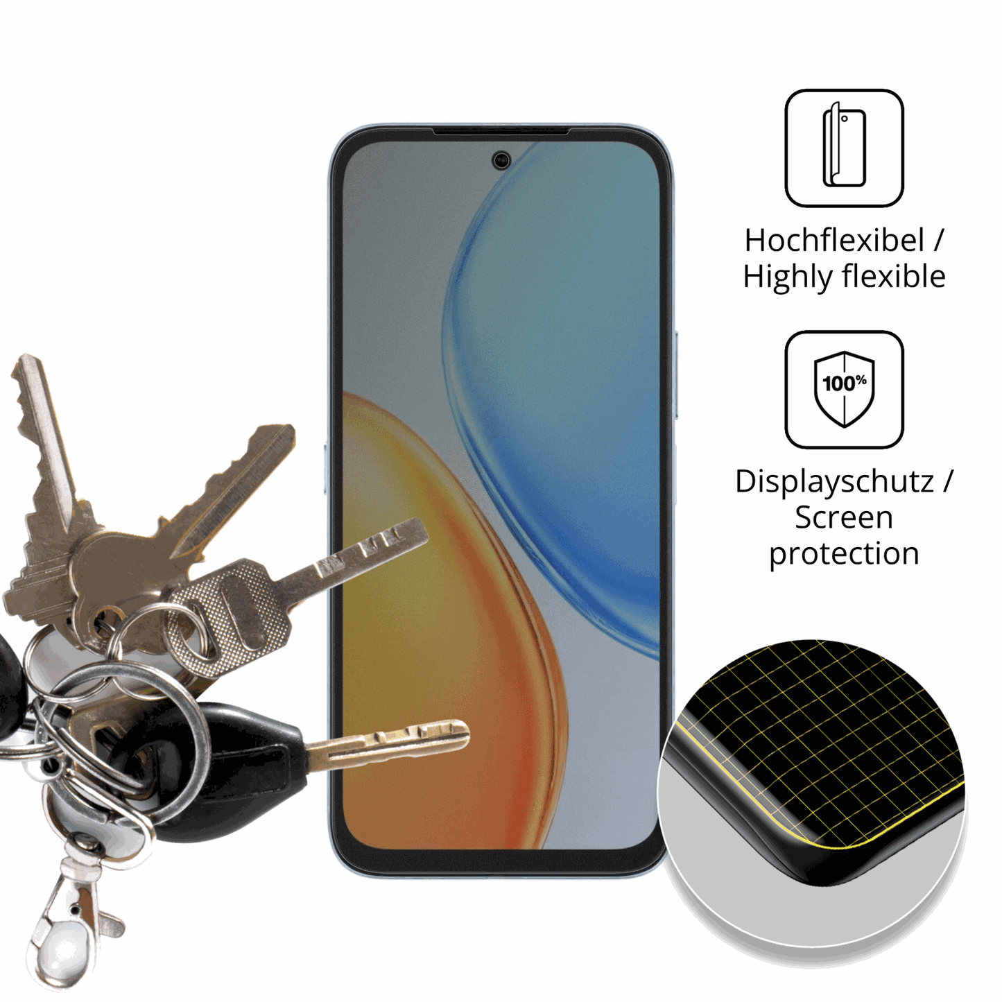 dipos Displayschutz für Honor Play 80 Plus, mit Blickschutzfilter und perfekter Passform auch für die Rundungen