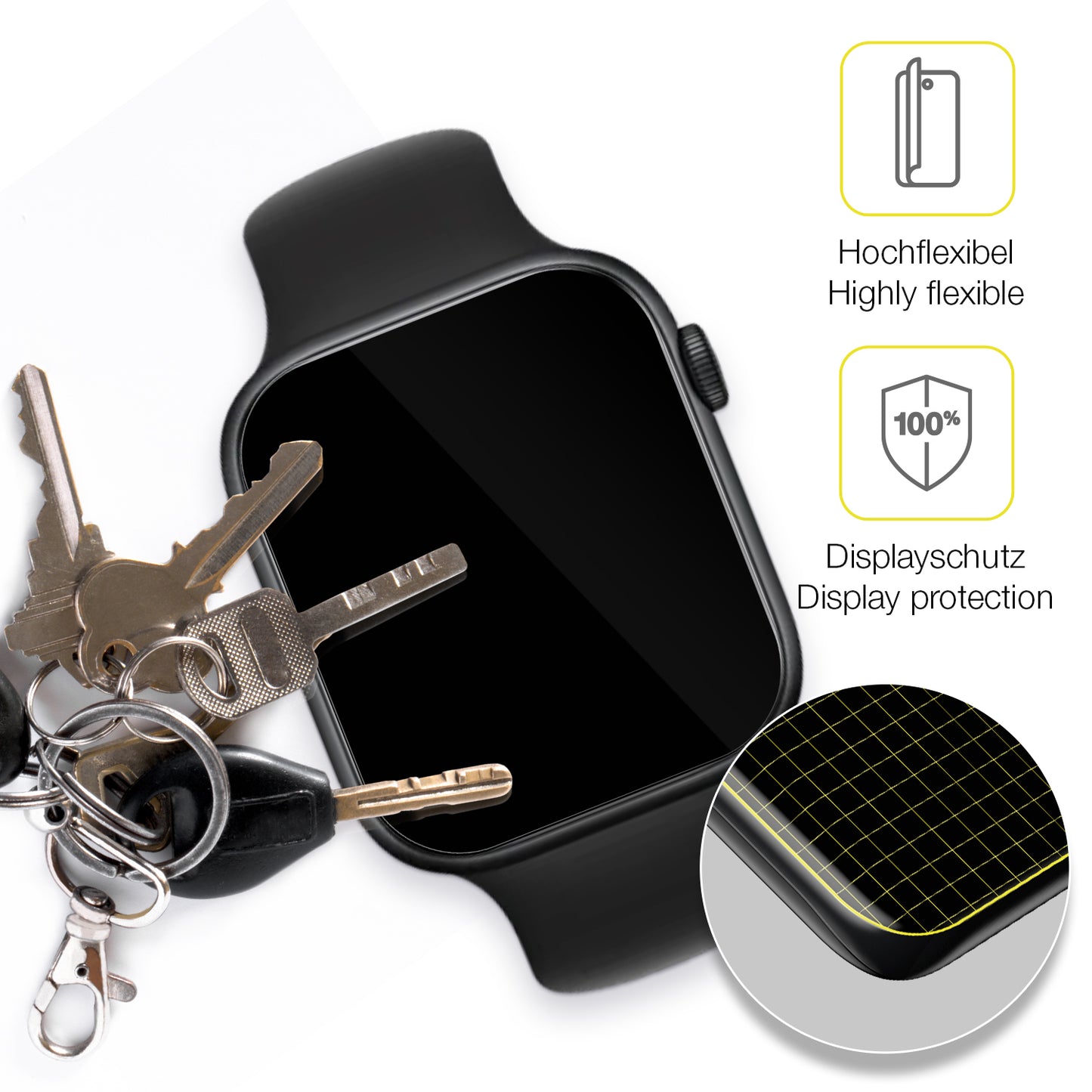 dipos Displayschutz für Honor Watch 5, transparente Oberfläche, geringe Dicke und perfekte Passform