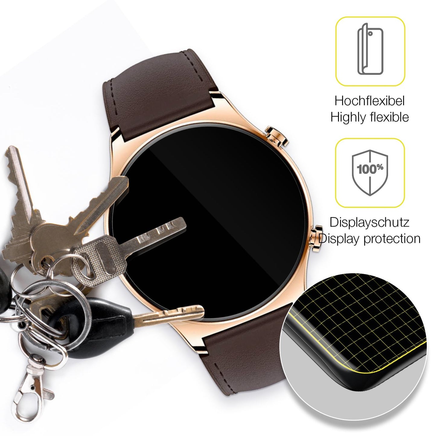 dipos Displayschutz für Honor Watch GS 3, transparente Oberfläche, geringe Dicke und perfekte Passform