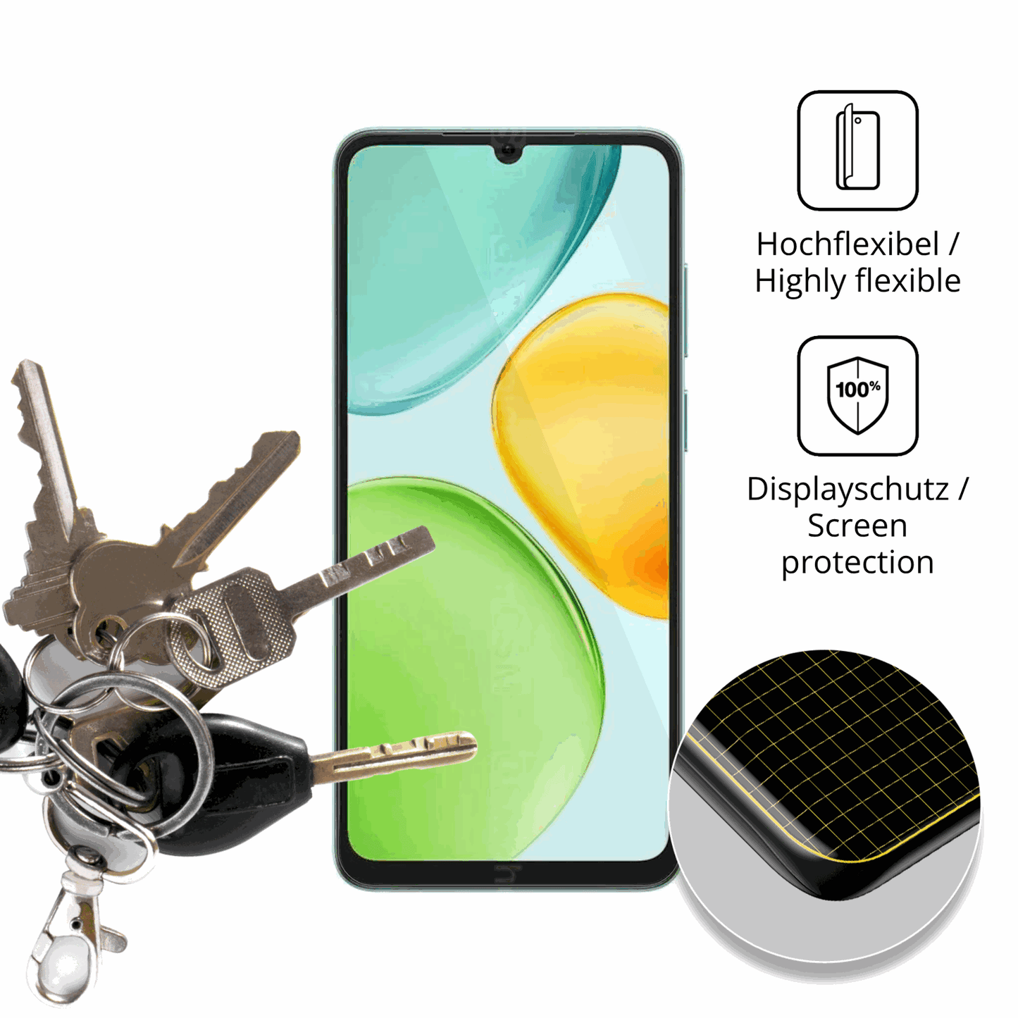 dipos Displayschutz für Honor X6d 5G, transparente Oberfläche, geringe Dicke und perfekte Passform