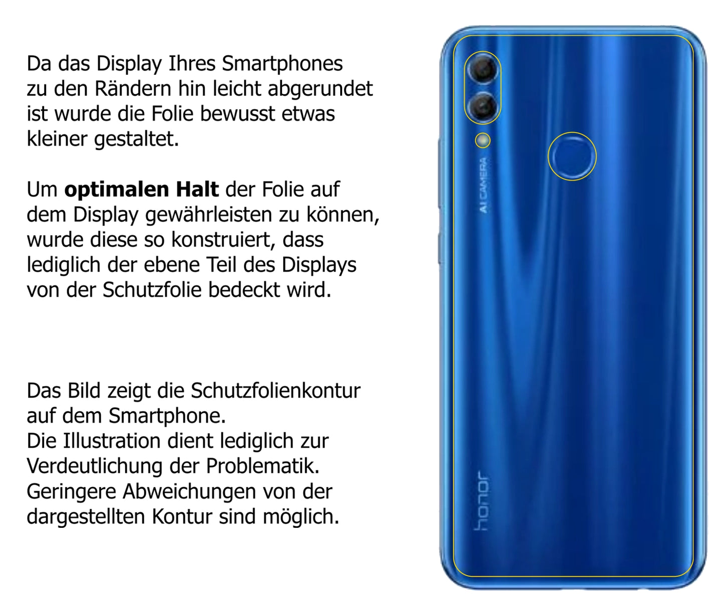 Dünne und klare Folie passend zugeschnitten für Honor 10i Rückseite