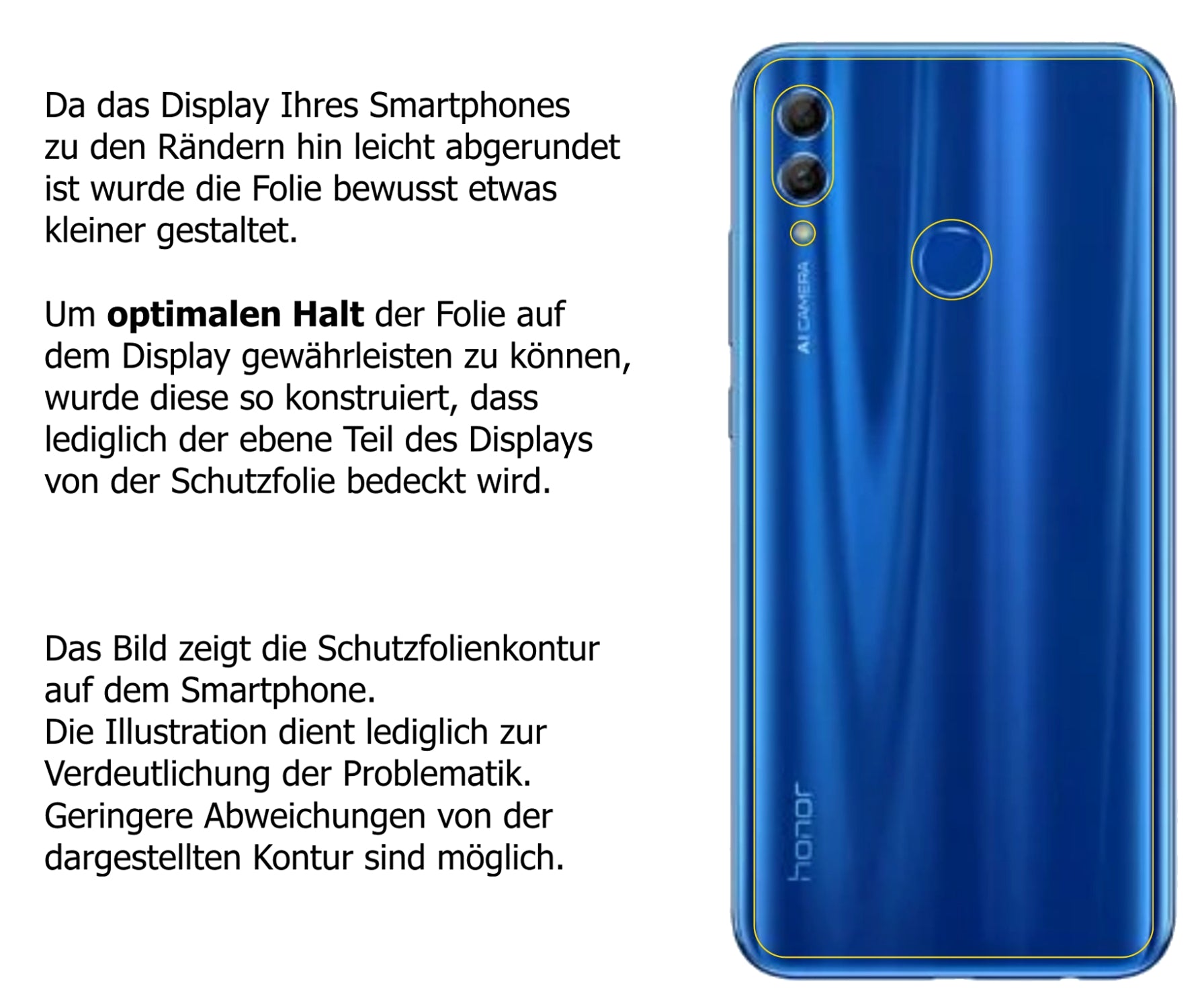 Dünne und klare Folie passend zugeschnitten für Honor 10i Rückseite