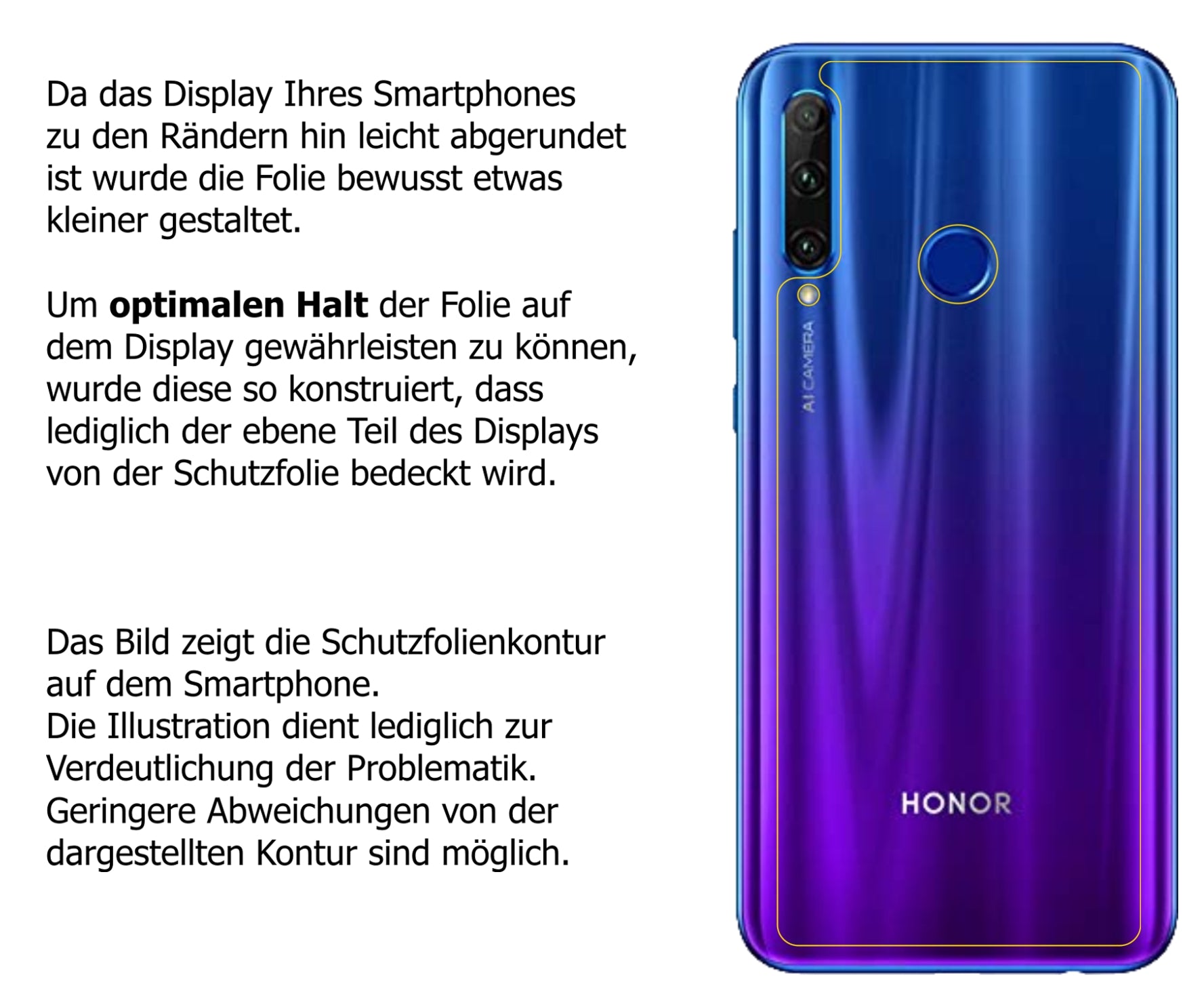 dipos Displayschutz für Honor 20E Rückseite, mattierte Oberfläche, robuste Festigkeit und perfekte Passform
