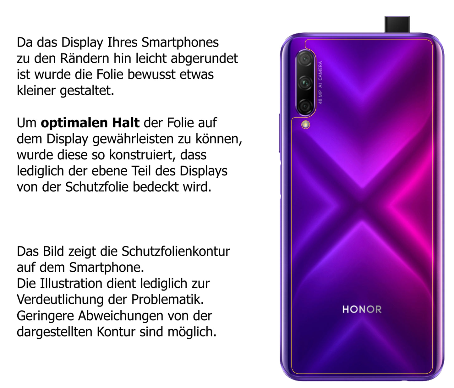 dipos Displayschutz für Huawei Y9s Rückseite, transparente Oberfläche, perfekte Passform auch für die Rundungen