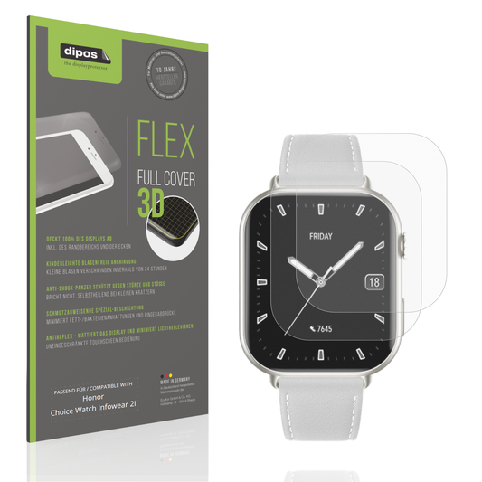 Matte Displayschutzfolie von dipos passend für Honor Choice Watch Infowear 2i, 100% Displayabdeckung und blasenfreie Montage