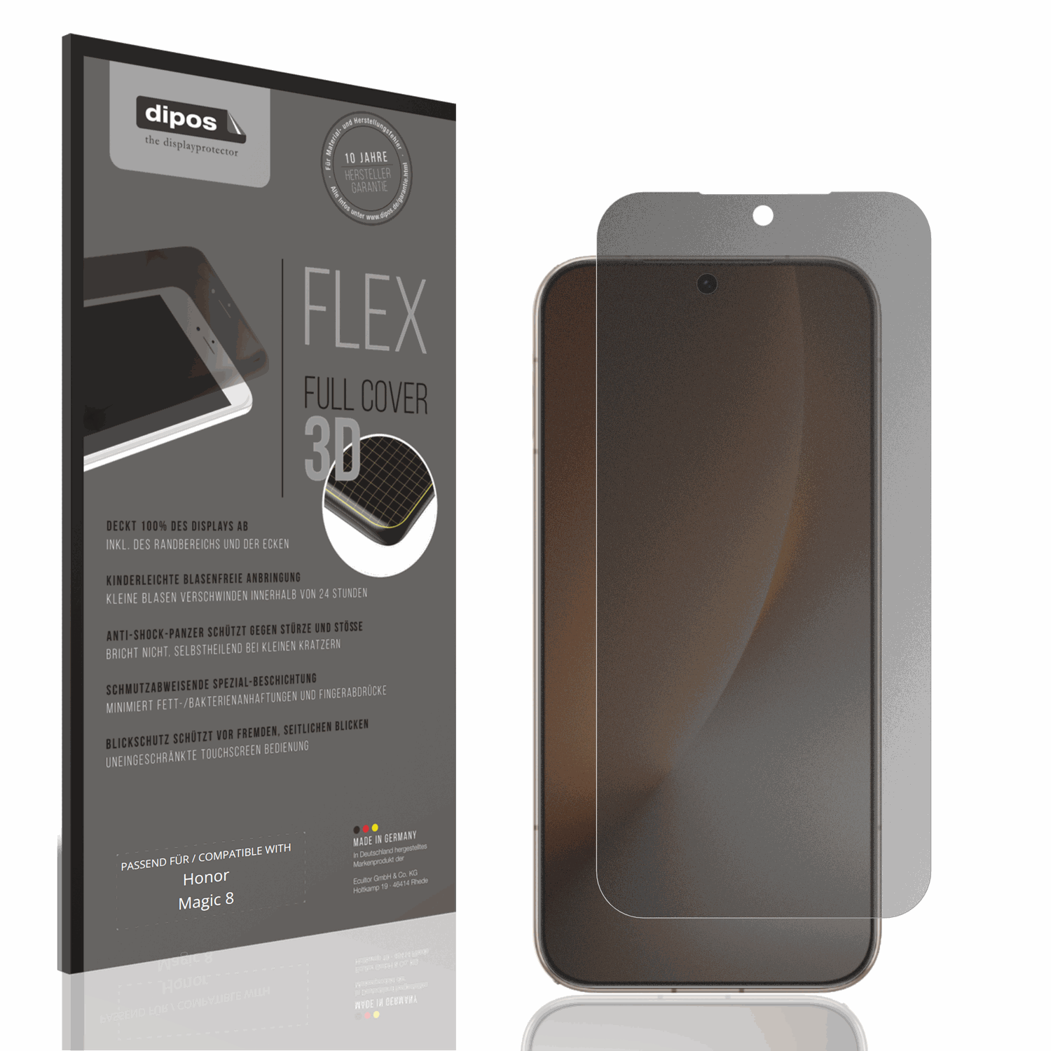 Blickschutzfolie von dipos passend für honormagic 8, 100% Displayabdeckung und blasenfreie Montage