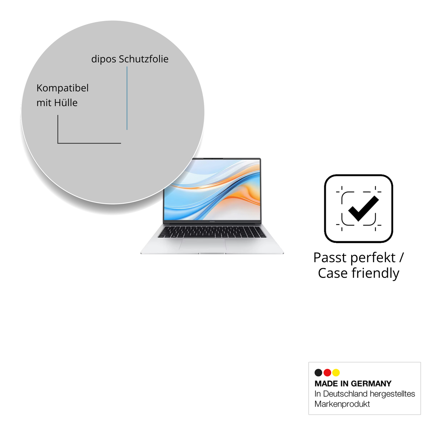 Schutzfolie mit optimaler Passform, zur Verwendung mit Hüllen geeignet