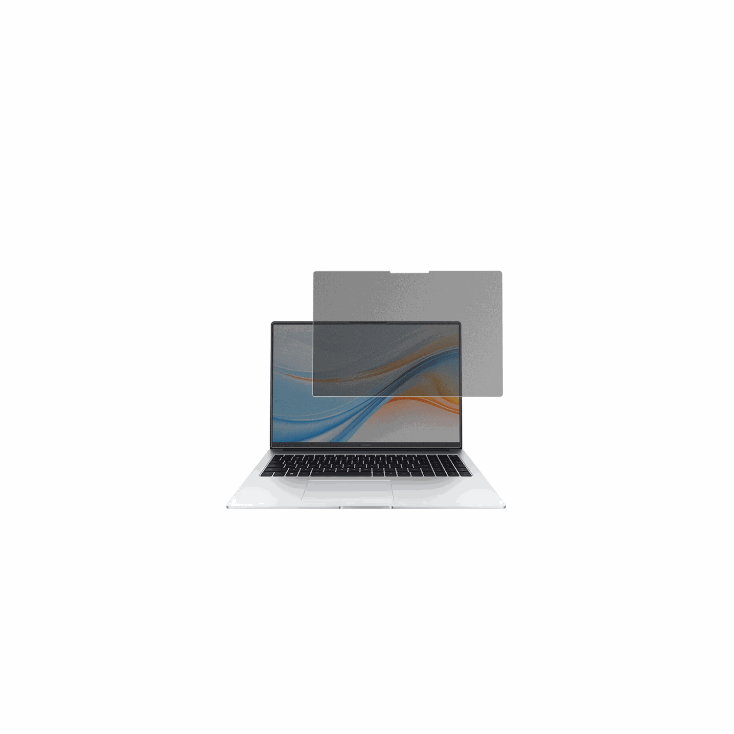 HonorMagicBook X16 Plus mit aufgebrachtem dipos Displayschutz, der seitliche Einblicke blockiert