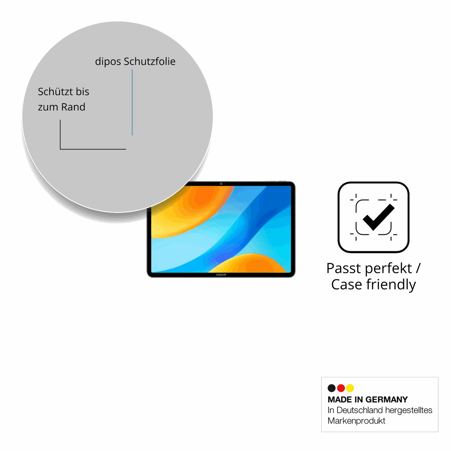 Schutzglasfolie mit optimaler Passform, zur Verwendung mit Hüllen geeignet