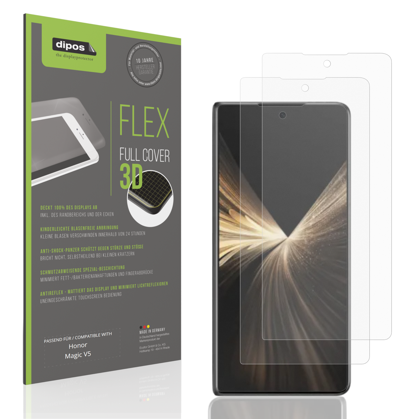 2x Full Cover Schutzfolie matt für Honor Magic V5 Aussenseite