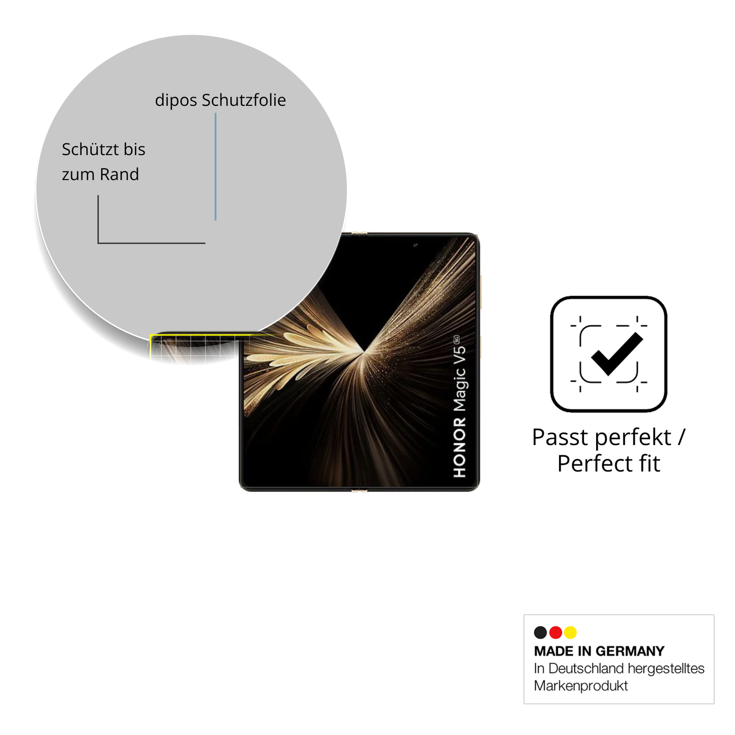 2x 3D Full Cover Schutzfolie für Honor Magic V5 Innenseite