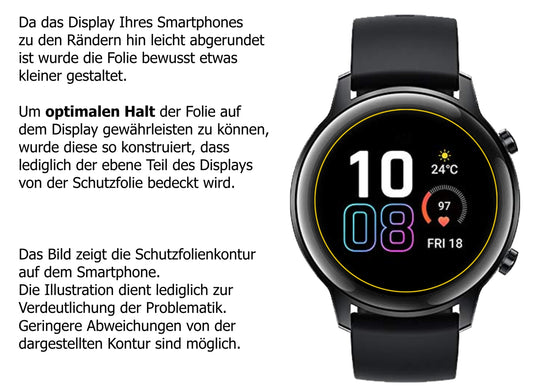Privatsphäre-Schutz durch Sichtschutz-Folie passend zugeschnitten für Honor Magic Watch 2 42mm