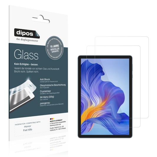 Klare Displayschutzfolie von dipos passend für Honor Pad X8b, 9H kratzfest und blasenfrei montiert