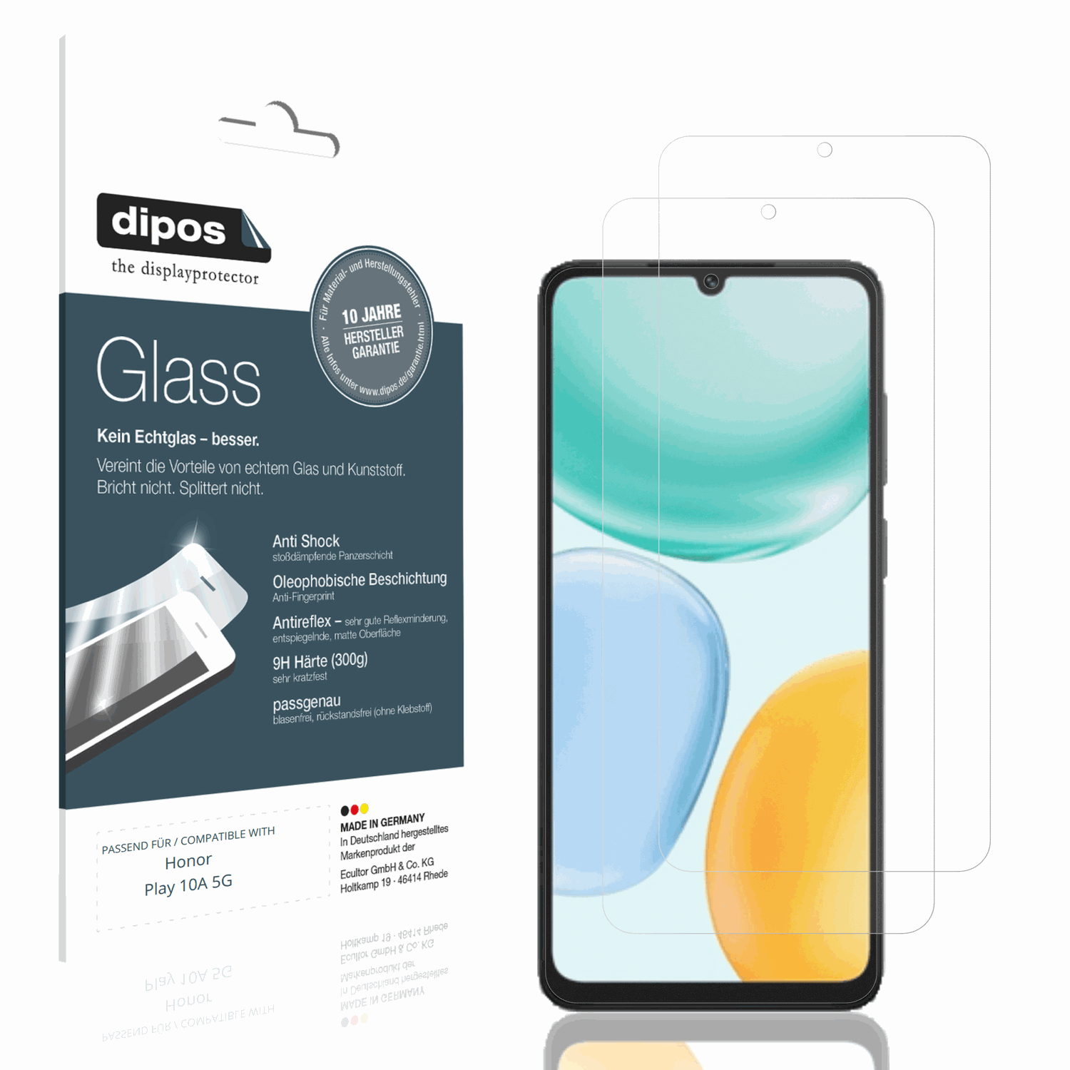 Matte Displayschutzfolie von dipos passend für Honor Play 10A 5G, 9H kratzfest und blasenfrei montiert