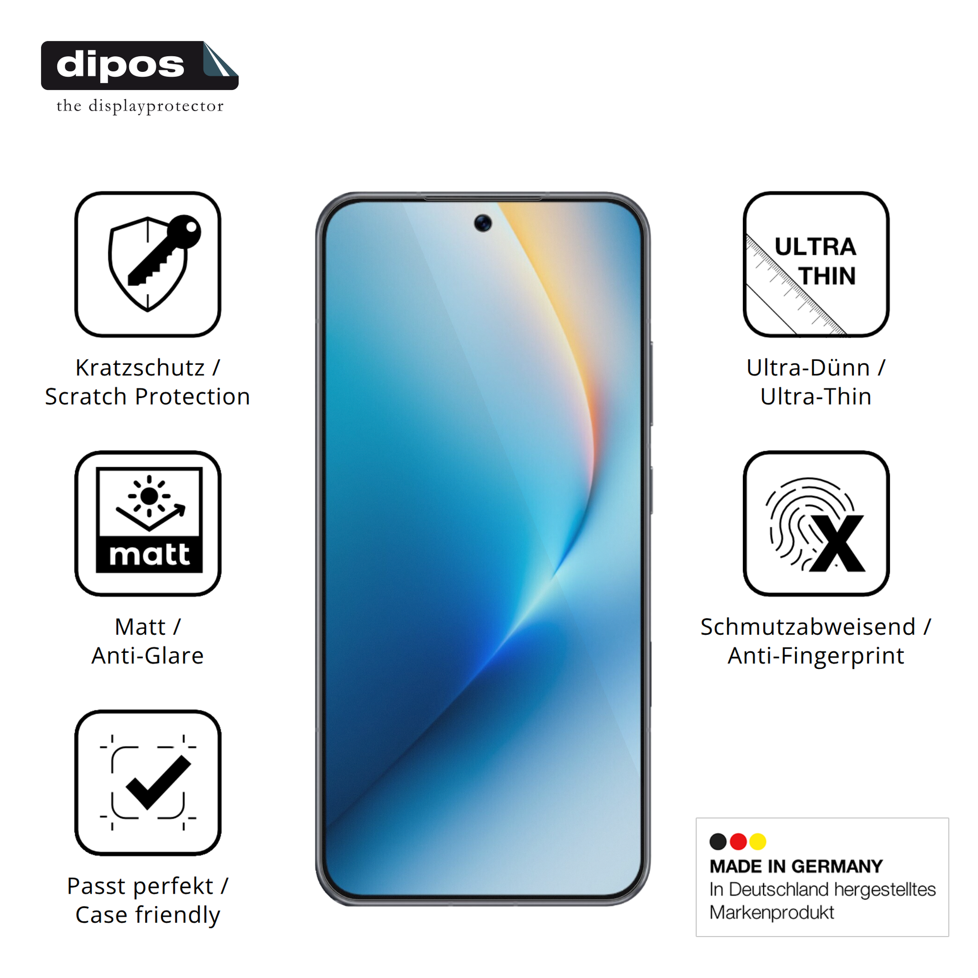 Displayschutz hergestellt in Deutschland, höchste Qualität made in Germany