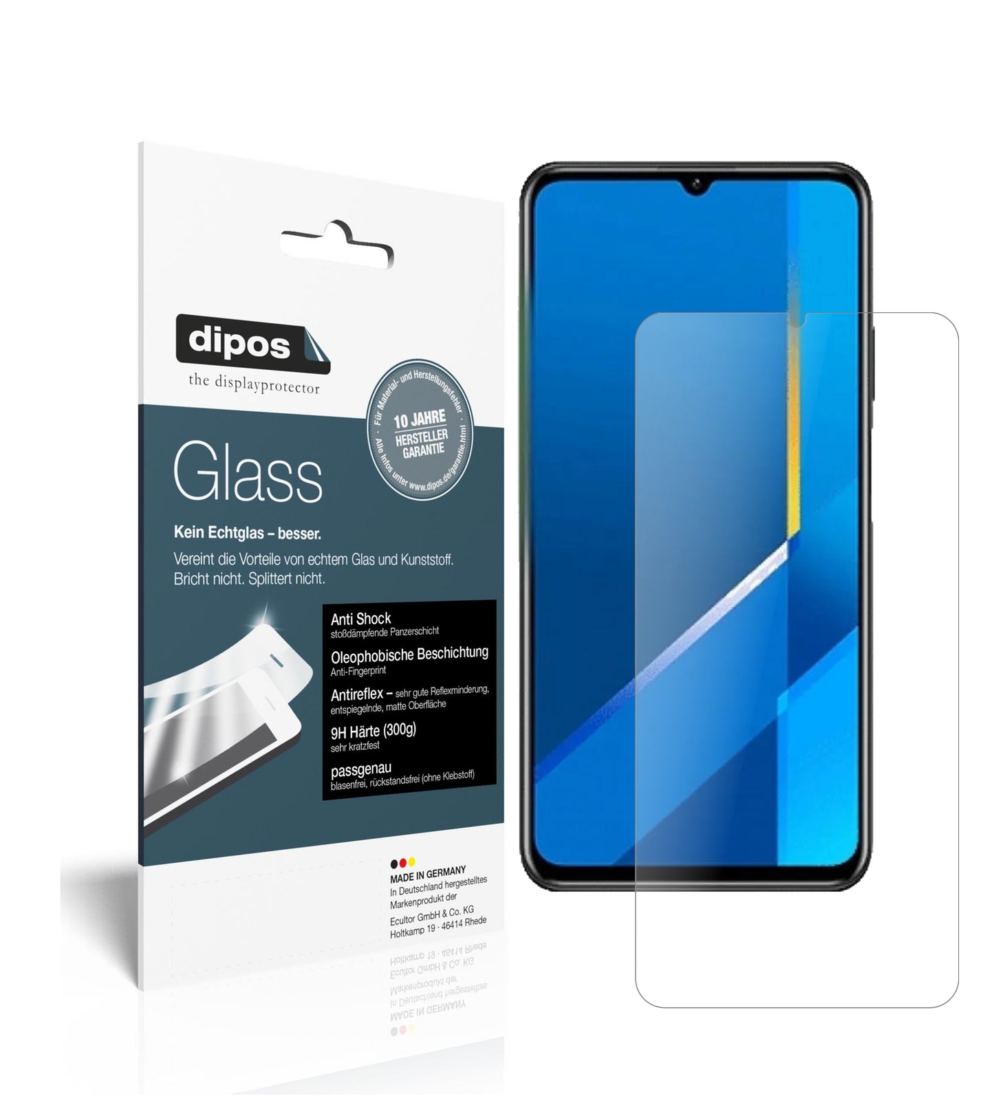 Matte Displayschutzfolie von dipos passend für Honor X10 Max, 9H kratzfest und blasenfrei montiert