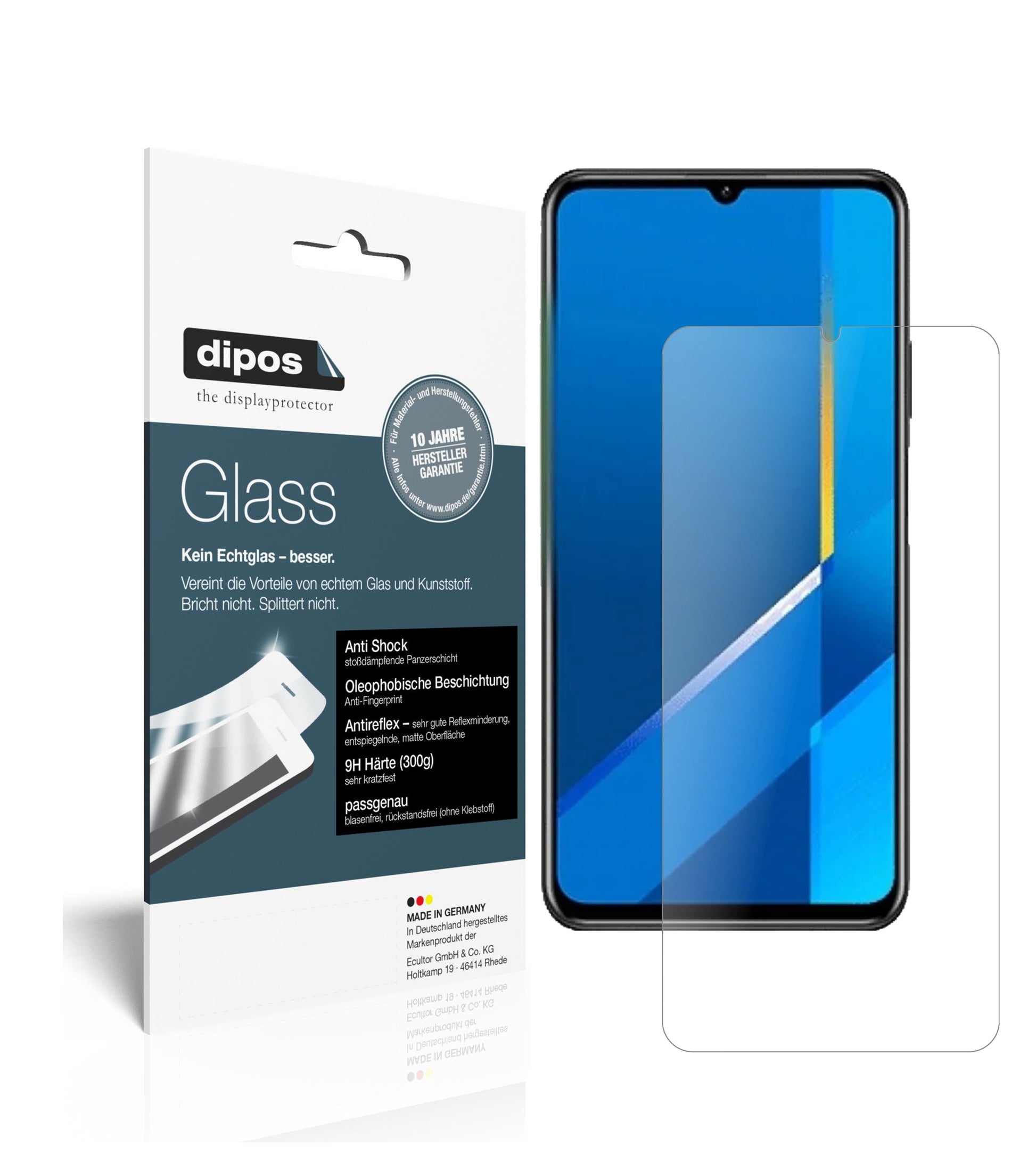 Matte Displayschutzfolie von dipos passend für Honor X10 Max, 9H kratzfest und blasenfrei montiert