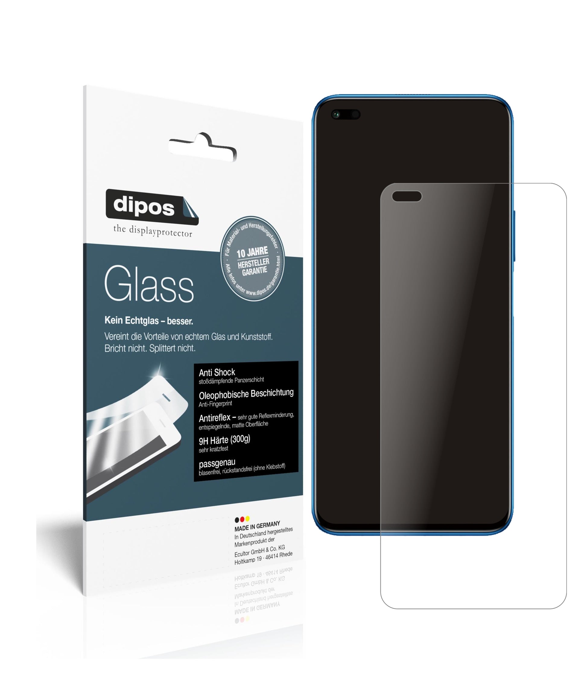 Matte Displayschutzfolie von dipos passend für Honor X20, 9H kratzfest und blasenfrei montiert